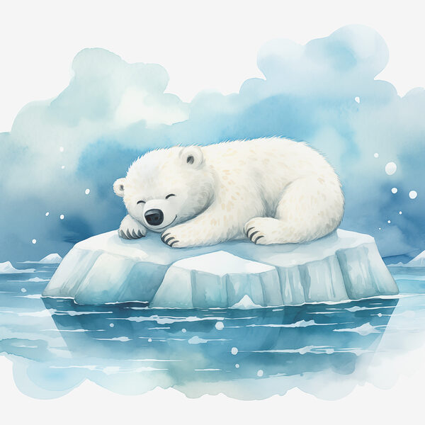 Un ours polaire couché sur un iceberg dans l'eau Un ours polaire couché sur un iceberg dans l'eau