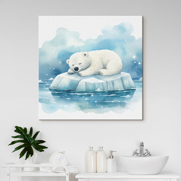 Un ours polaire couché sur un iceberg dans l'eau Un ours polaire couché sur un iceberg dans l'eau