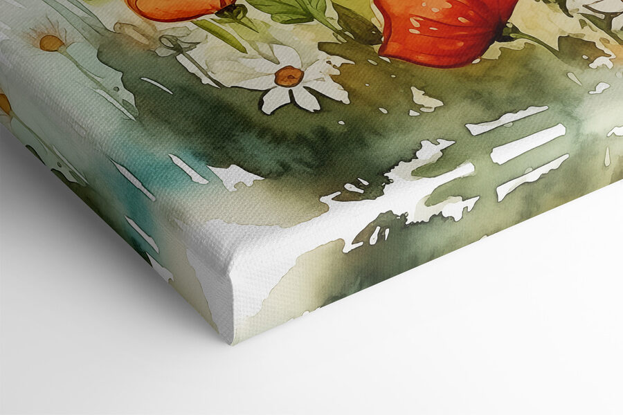 Une aquarelle d'un animal dans un champ de fleurs