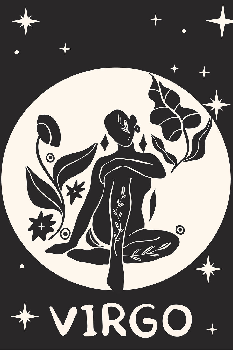 Dessin en noir et blanc d'une femme assise en position du lotus