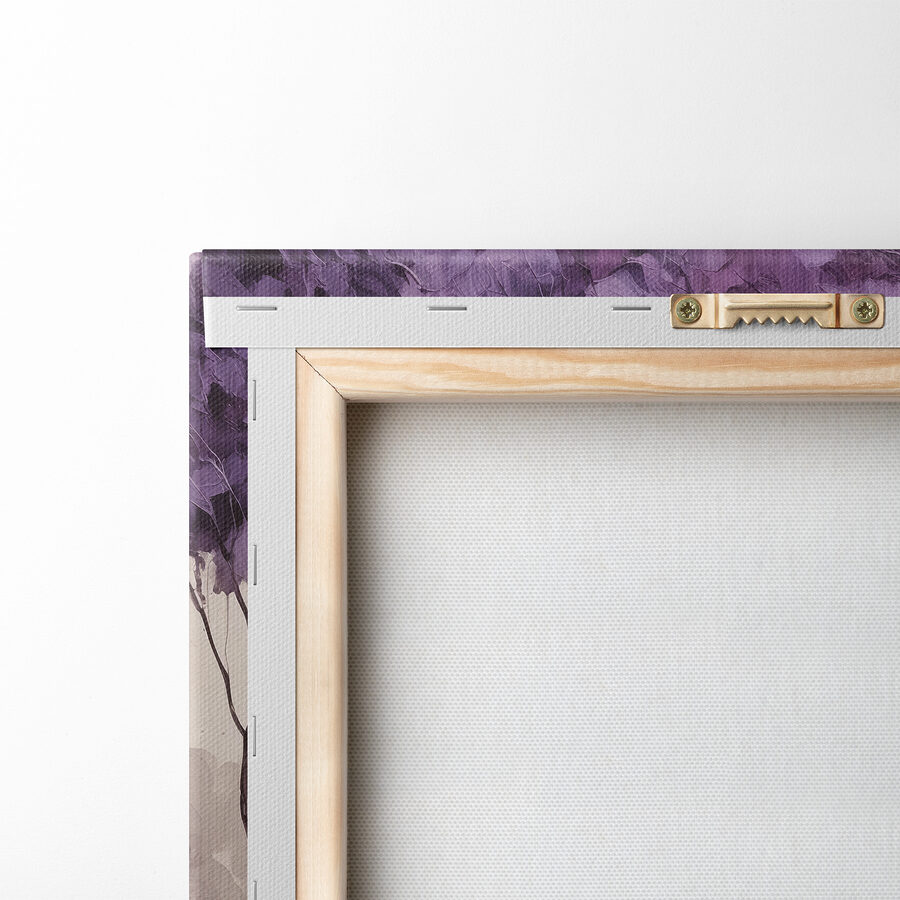 Une peinture d'arbres aux feuilles violettes