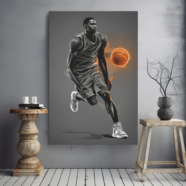 Un joueur de basket-ball avec un ballon Un joueur de basket-ball avec un ballon