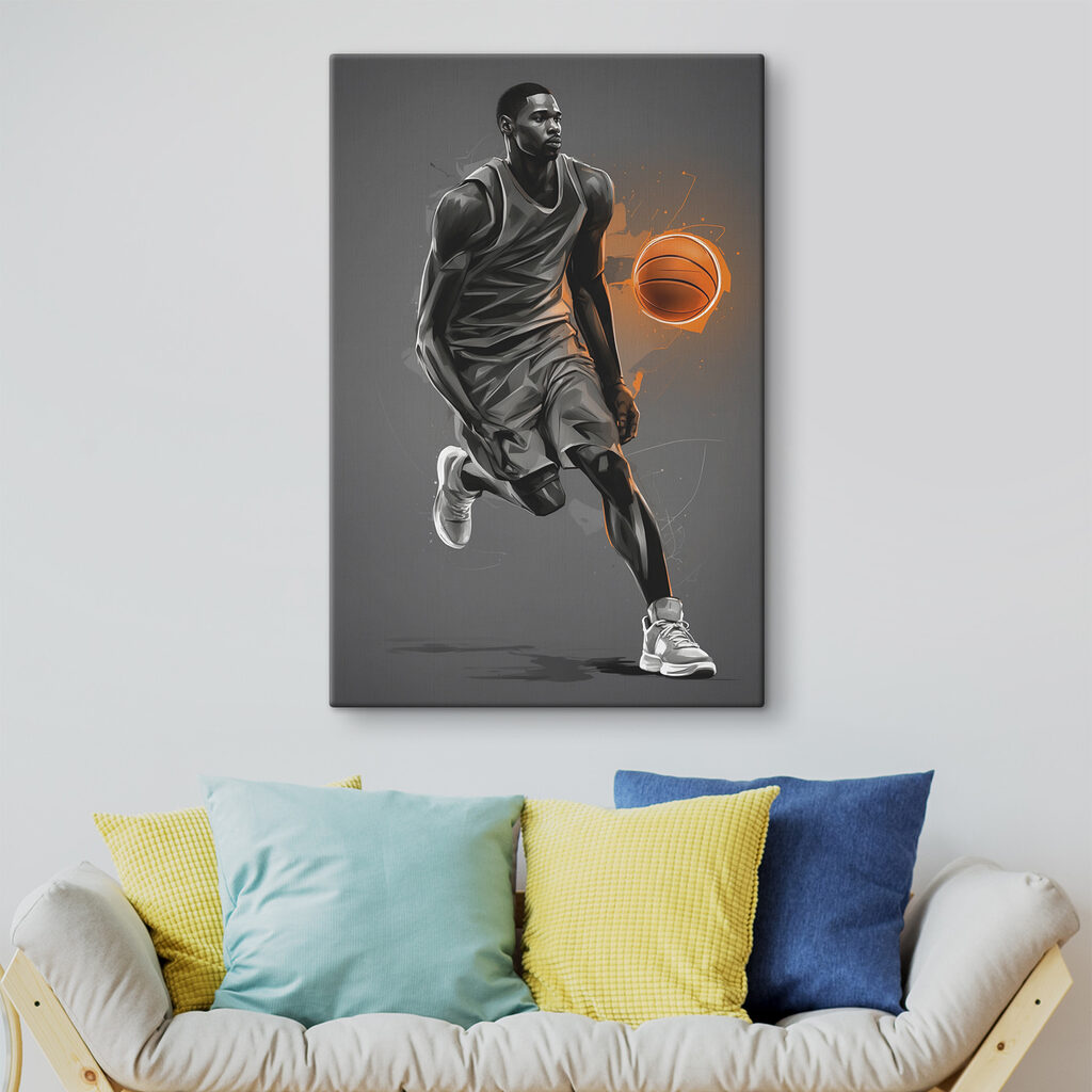 A basketball player with a ball