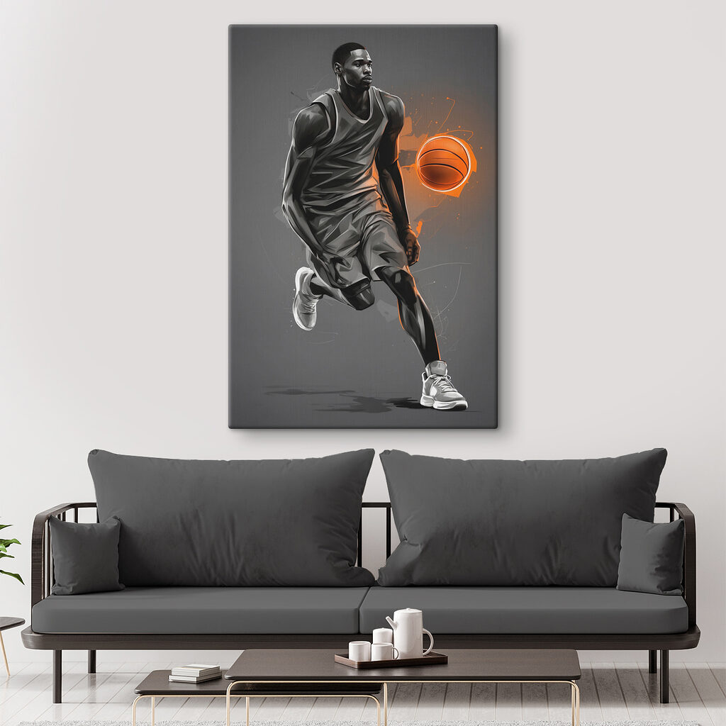 A basketball player with a ball