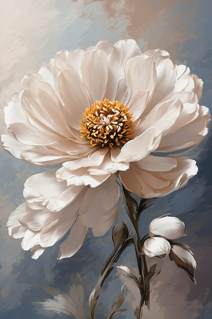 A white flower with yellow center A white flower with yellow center
