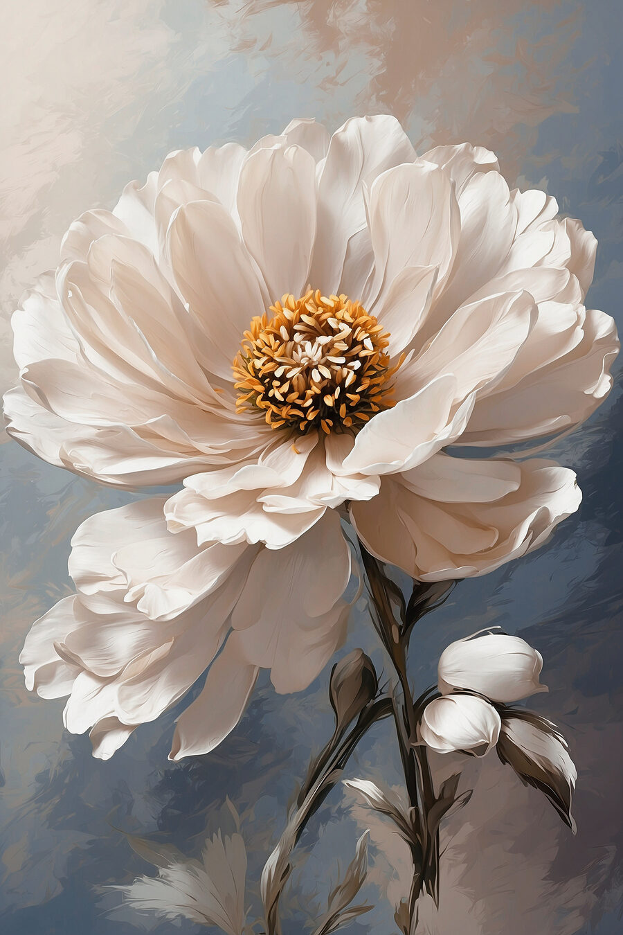 Une fleur blanche avec un centre jaune