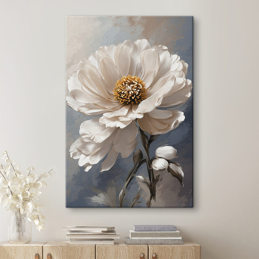 Une fleur blanche avec un centre jaune