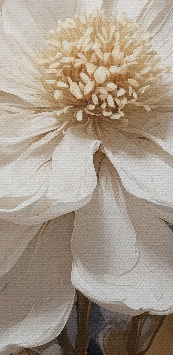 Une fleur blanche avec des feuilles brunes Une fleur blanche avec des feuilles brunes