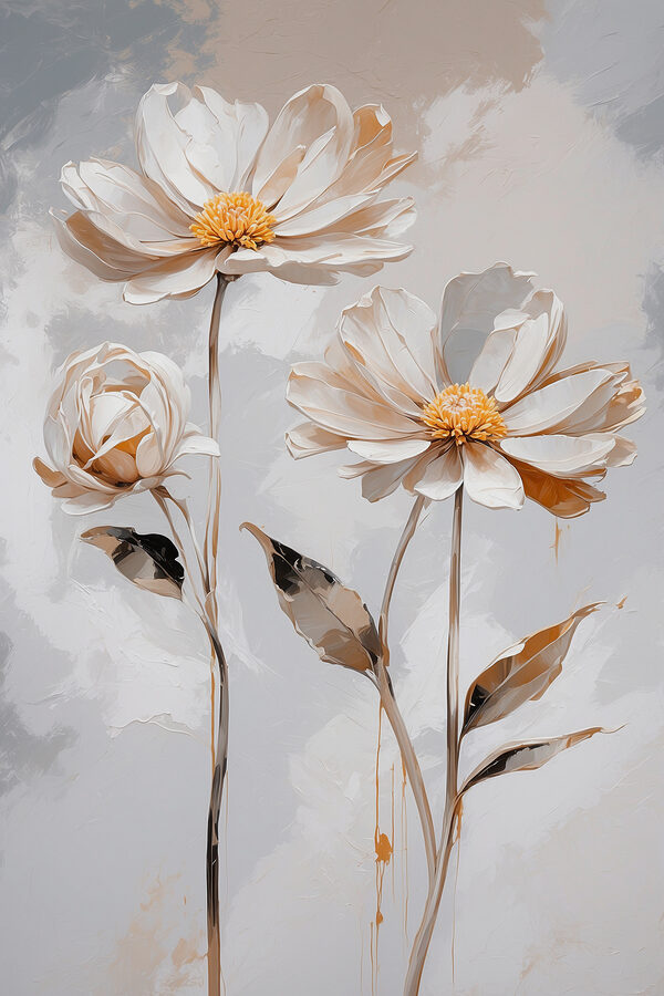 Un groupe de fleurs blanches avec des feuilles Un groupe de fleurs blanches avec des feuilles