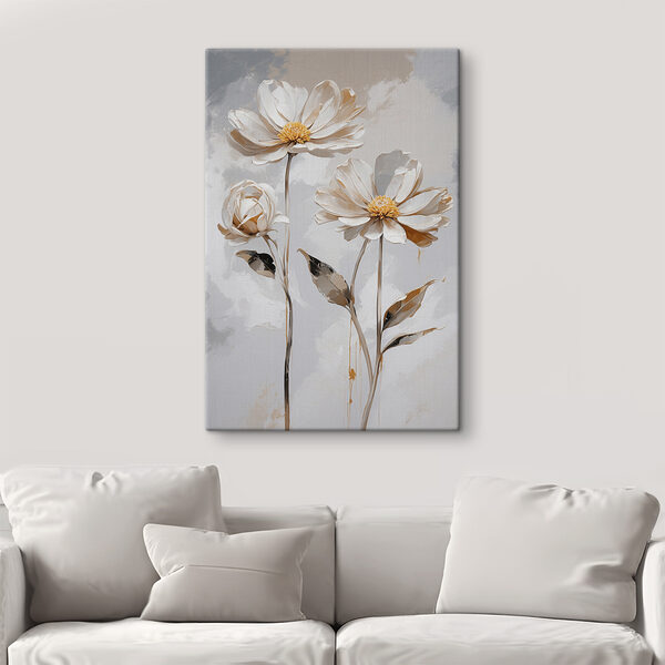 Un groupe de fleurs blanches avec des feuilles Un groupe de fleurs blanches avec des feuilles