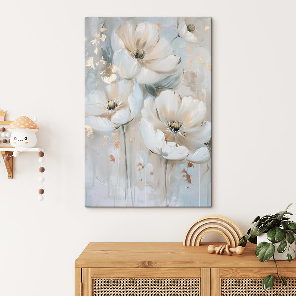 Une peinture de fleurs sur un mur Une peinture de fleurs sur un mur