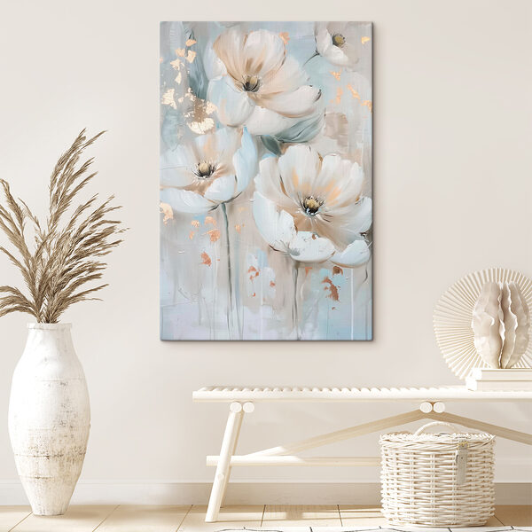 Une peinture de fleurs sur un mur Une peinture de fleurs sur un mur