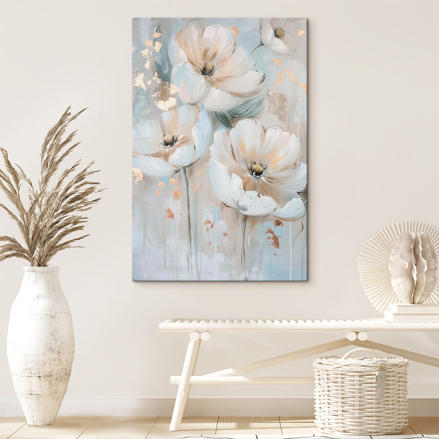 Une peinture de fleurs sur un mur Une peinture de fleurs sur un mur