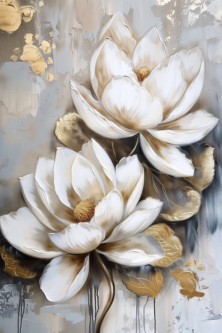 Peinture de fleurs sur fond gris Peinture de fleurs sur fond gris