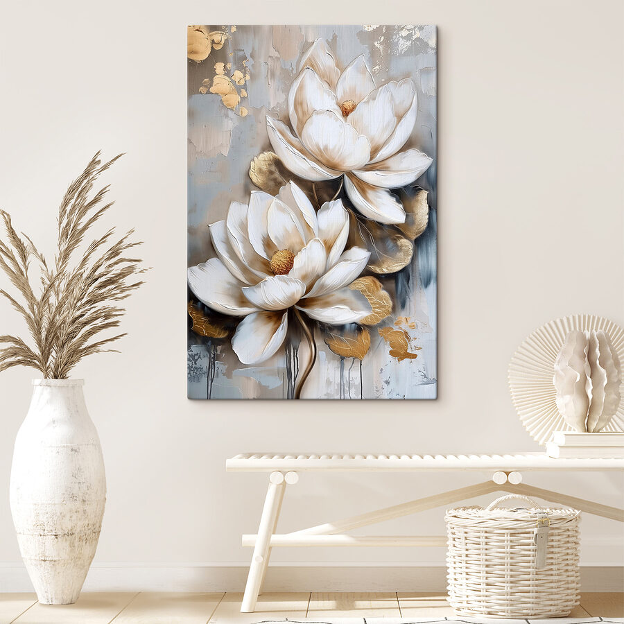 Peinture de fleurs sur fond gris Peinture de fleurs sur fond gris