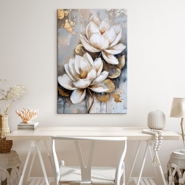 Peinture de fleurs sur fond gris Peinture de fleurs sur fond gris