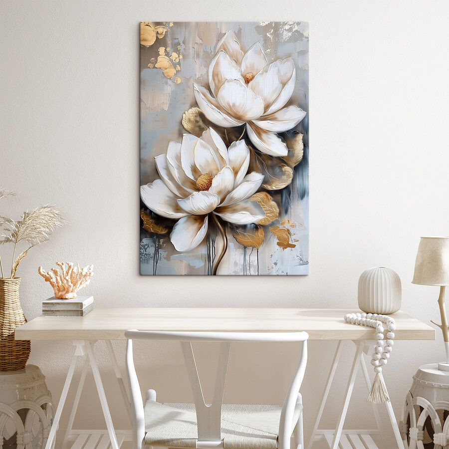 Peinture de fleurs sur fond gris Peinture de fleurs sur fond gris