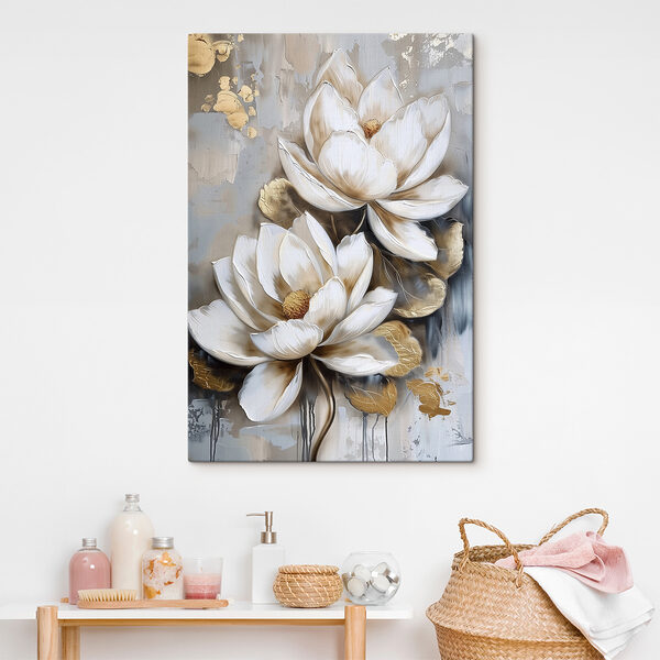 Peinture de fleurs sur fond gris Peinture de fleurs sur fond gris