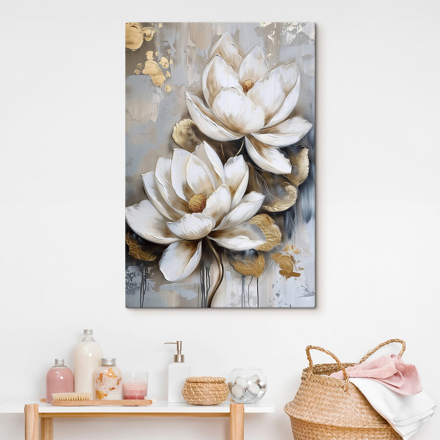 Peinture de fleurs sur fond gris Peinture de fleurs sur fond gris