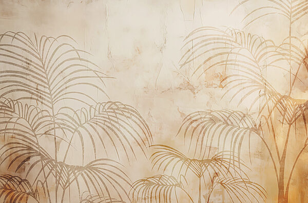 Un mur avec des feuilles de palmier Un mur avec des feuilles de palmier