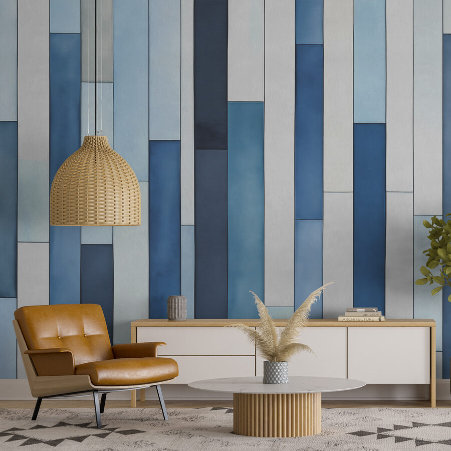 Un mur rayé bleu et blanc Un mur rayé bleu et blanc