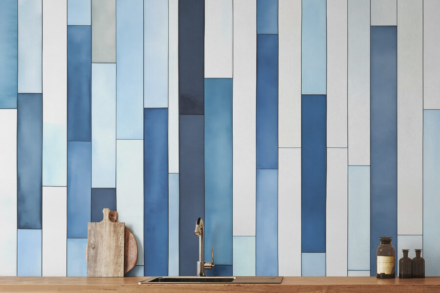 Un mur rayé bleu et blanc Un mur rayé bleu et blanc