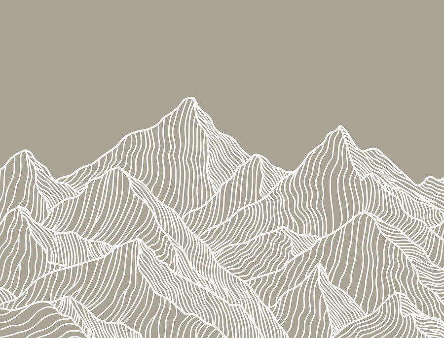 Un dessin au trait blanc de montagnes