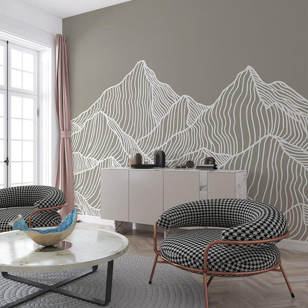 Un dessin au trait blanc de montagnes Un dessin au trait blanc de montagnes