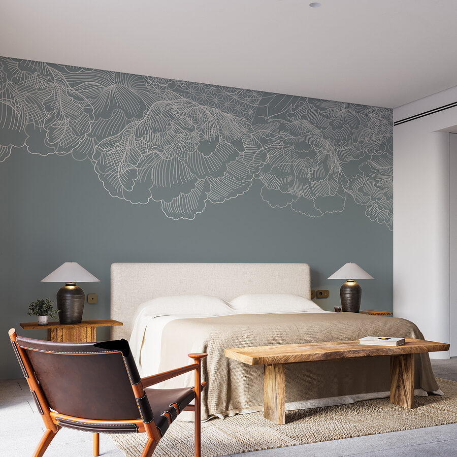 Un dessin de fleurs au trait blanc Un dessin de fleurs au trait blanc