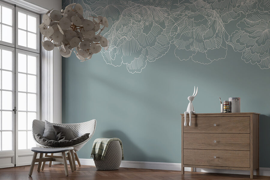 Un dessin de fleurs au trait blanc Un dessin de fleurs au trait blanc