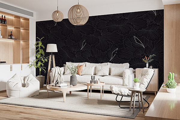Un motif floral noir et blanc Un motif floral noir et blanc