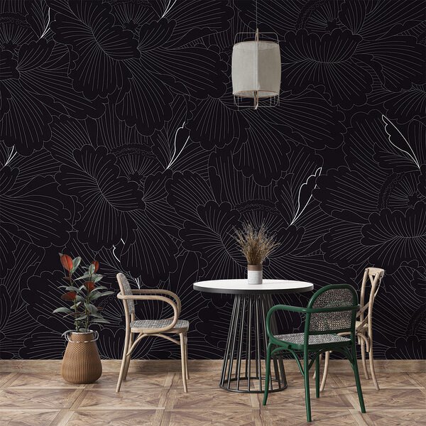 Un motif floral noir et blanc Un motif floral noir et blanc