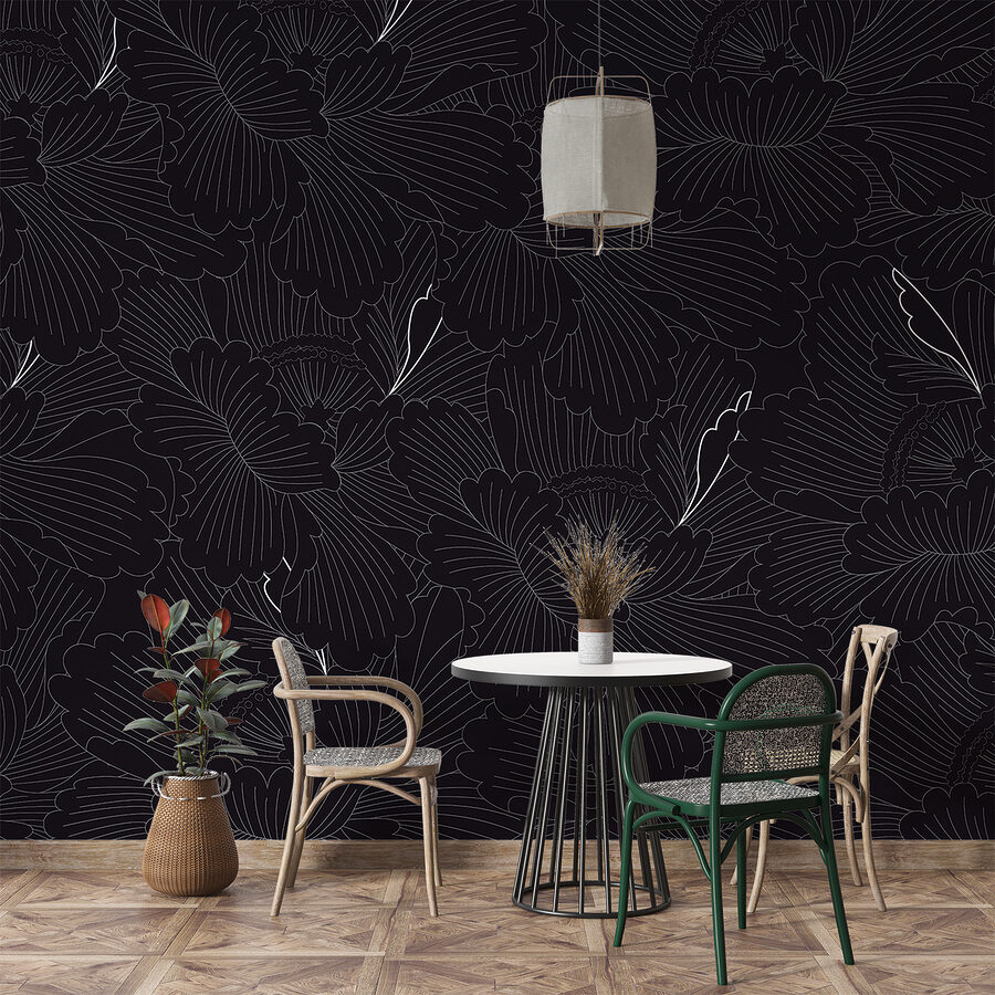Un motif floral noir et blanc Un motif floral noir et blanc