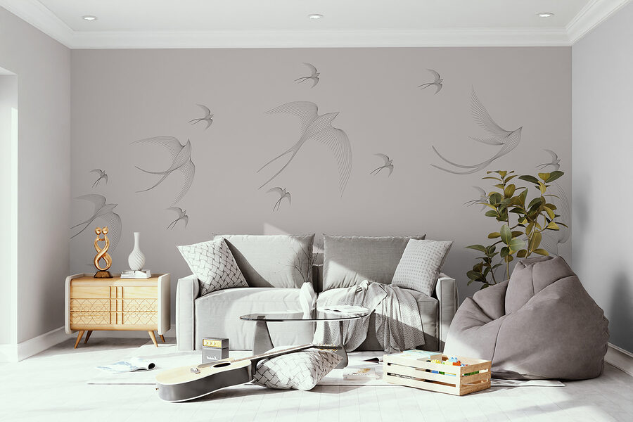 Un groupe d'oiseaux en vol