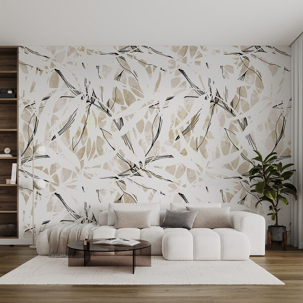 Un motif de feuilles sur une surface blanche Un motif de feuilles sur une surface blanche
