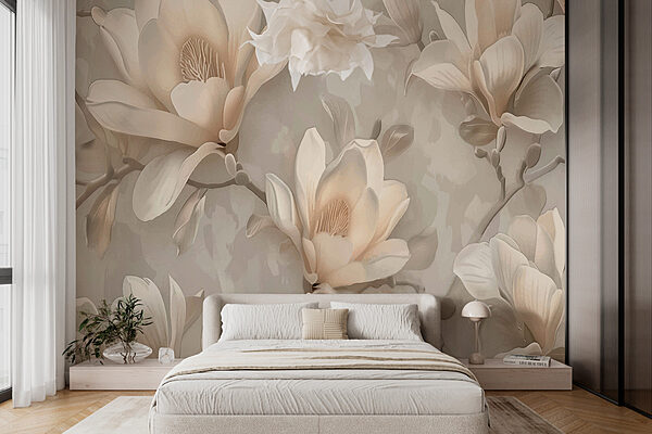 Un papier peint avec des fleurs Un papier peint avec des fleurs