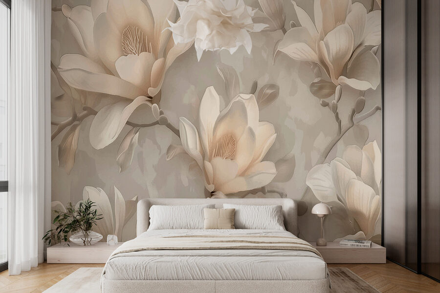 Un papier peint avec des fleurs Un papier peint avec des fleurs