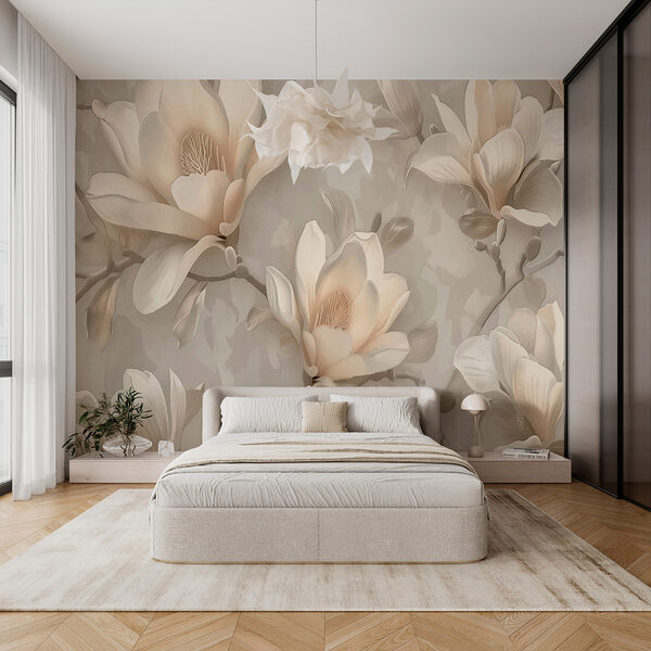 Un papier peint avec des fleurs Un papier peint avec des fleurs