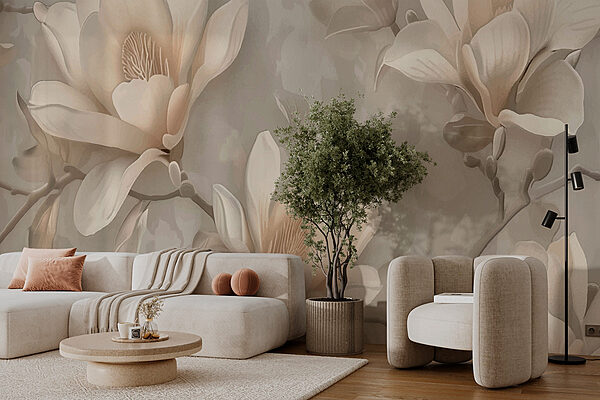 Un papier peint avec des fleurs Un papier peint avec des fleurs
