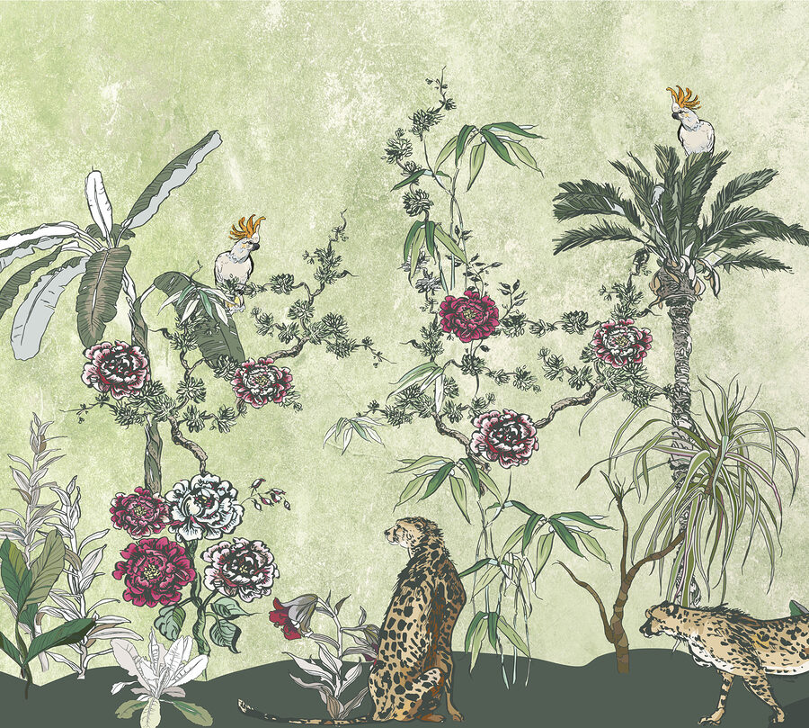 Une peinture de plantes et de fleurs