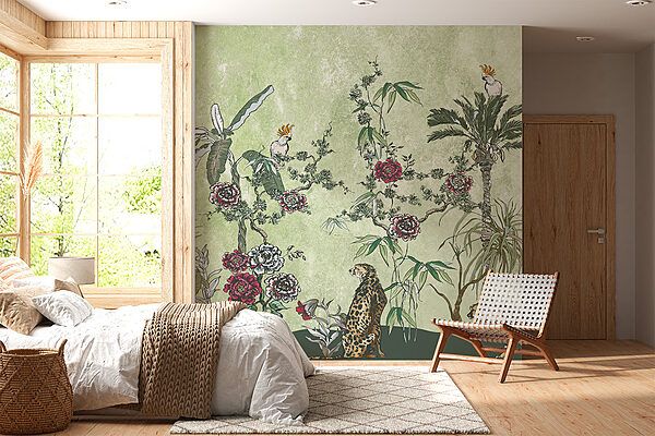 Une peinture de plantes et de fleurs Une peinture de plantes et de fleurs