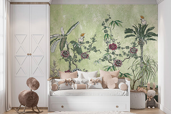 Une peinture de plantes et de fleurs Une peinture de plantes et de fleurs