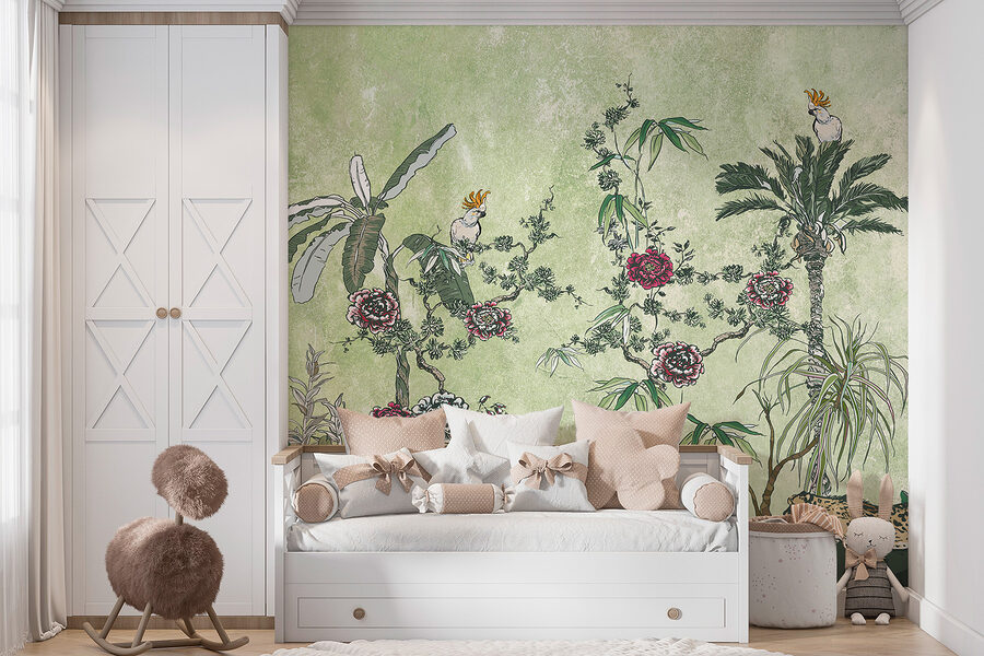 Une peinture de plantes et de fleurs