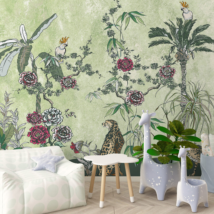 Une peinture de plantes et de fleurs