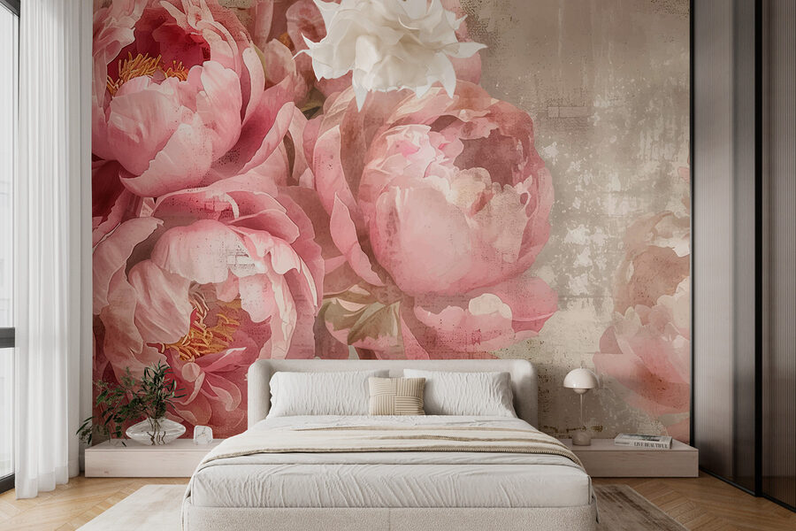 Un groupe de fleurs roses