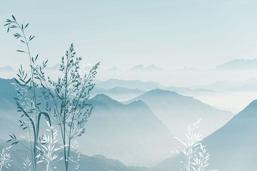 Un paysage avec des montagnes et des arbres Un paysage avec des montagnes et des arbres