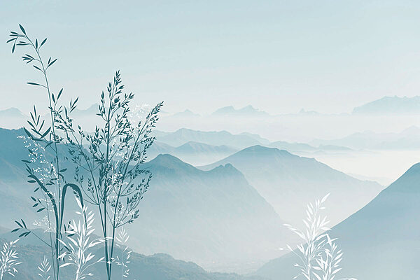 Un paysage avec des montagnes et des arbres Un paysage avec des montagnes et des arbres