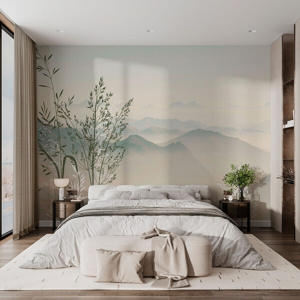 Un paysage avec des montagnes et des arbres Un paysage avec des montagnes et des arbres