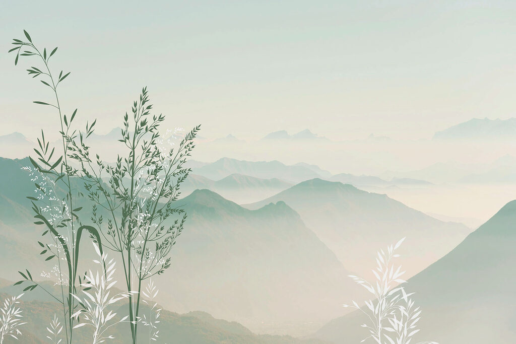 Un paysage avec des montagnes et des arbres Un paysage avec des montagnes et des arbres