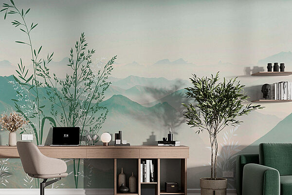 Un paysage avec des montagnes et des arbres Un paysage avec des montagnes et des arbres